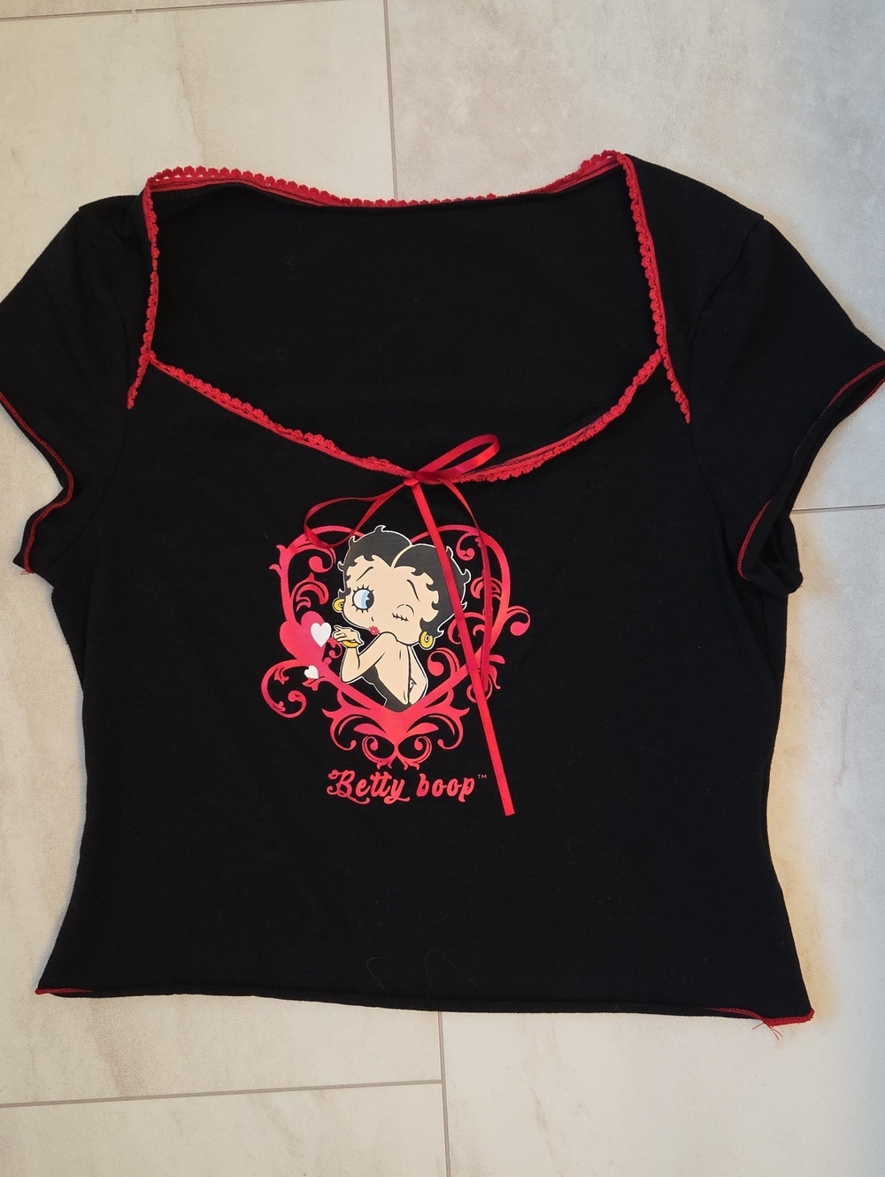 Betty Boop Black and Red Scoop Neck Graphic Tee